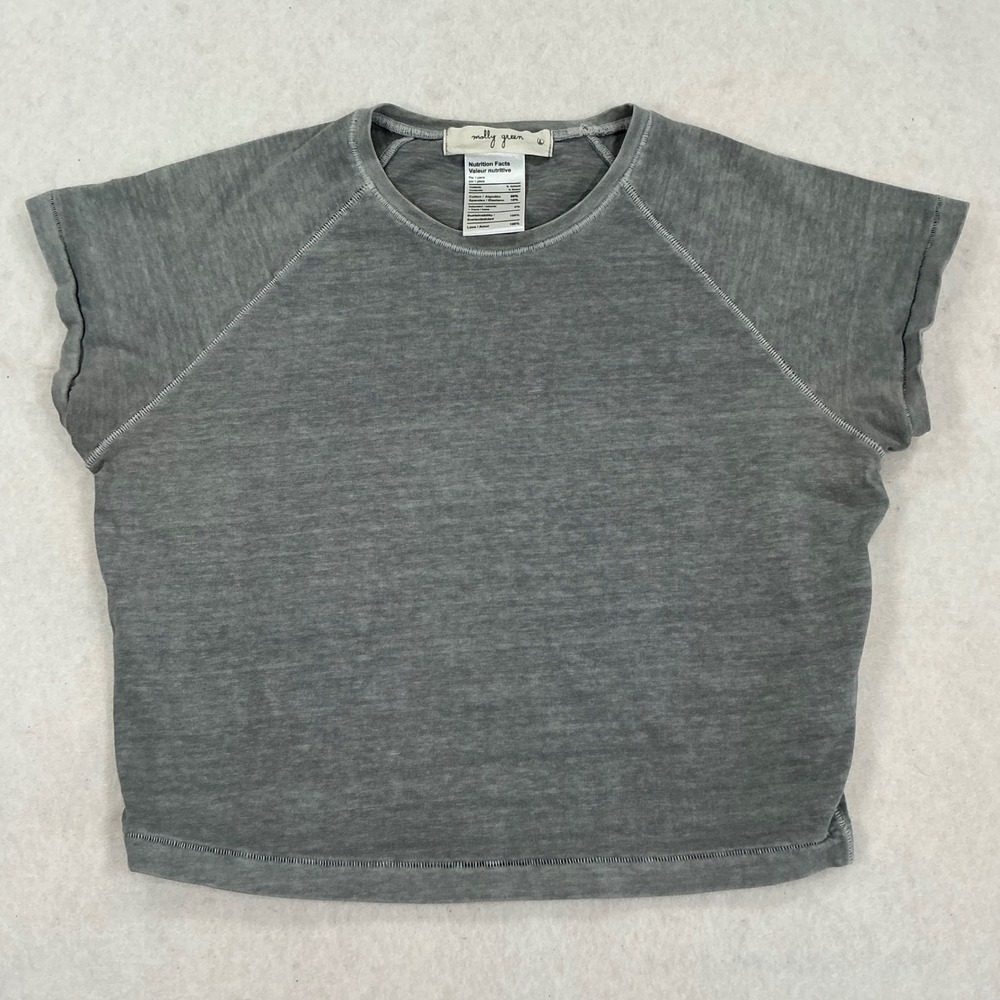 Molly Green Womens Gray Acid Wash Short Sleeve Raglan Top Size L SKU 1483